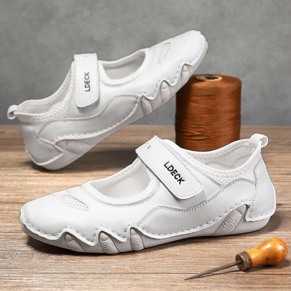 Hot Selling Plus Size Genuine Leather Women's Outdoor Casual Summer Sports Velcro Single Shoes