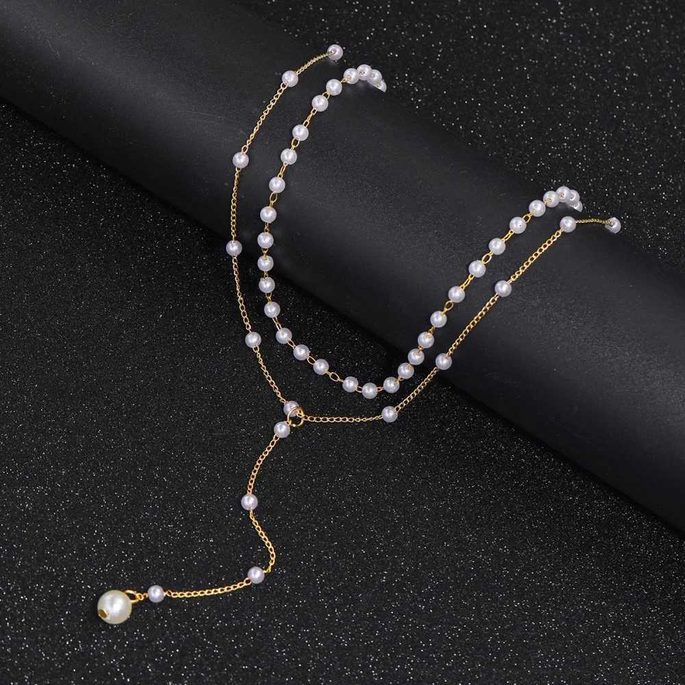 MEDFOLY Vintage Pearl Y Lariat Necklace for Women Gold Plated Anti-allergy Long Pearl Pendant Neck Chain Charm Jewelry Gift Y250805