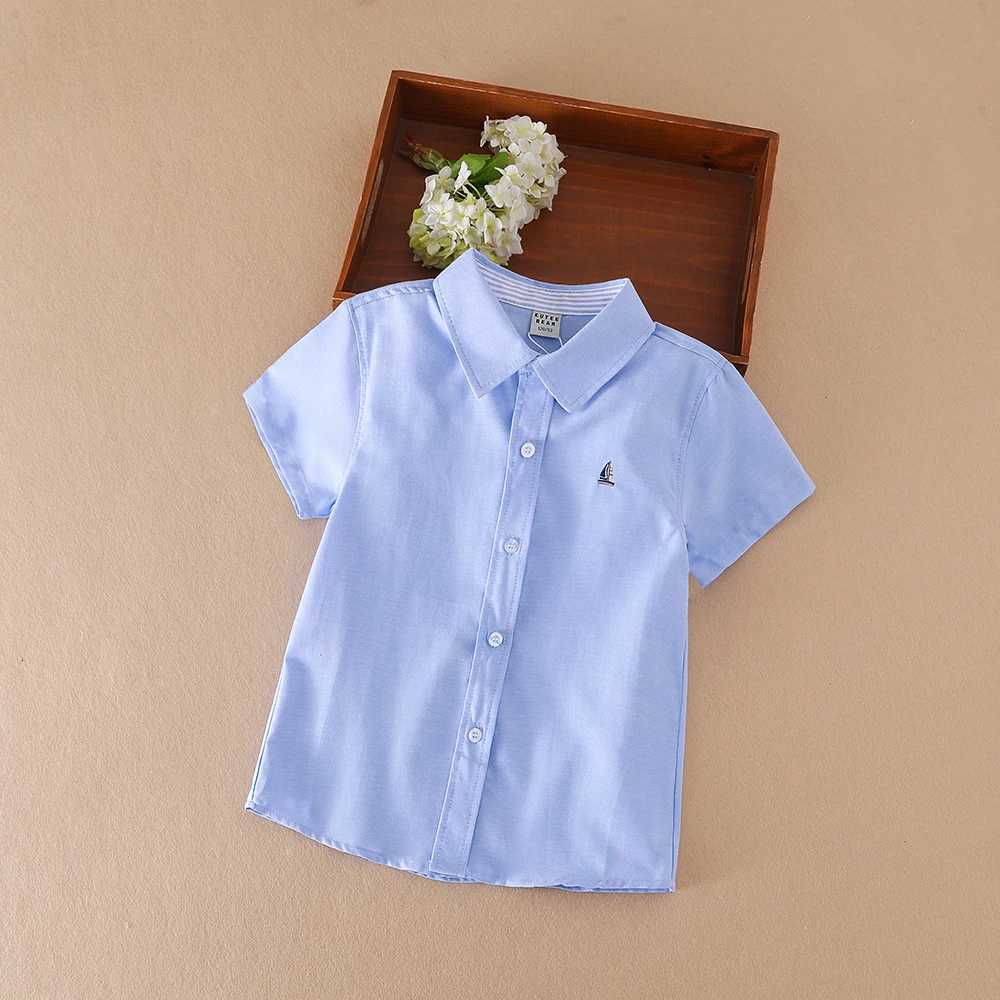 Boys Summer Shirt 2024 New Kids Cotton Clothes School Uniform Children Turn-down Collar Short Sleeve Clothing 5-12 Years X250806