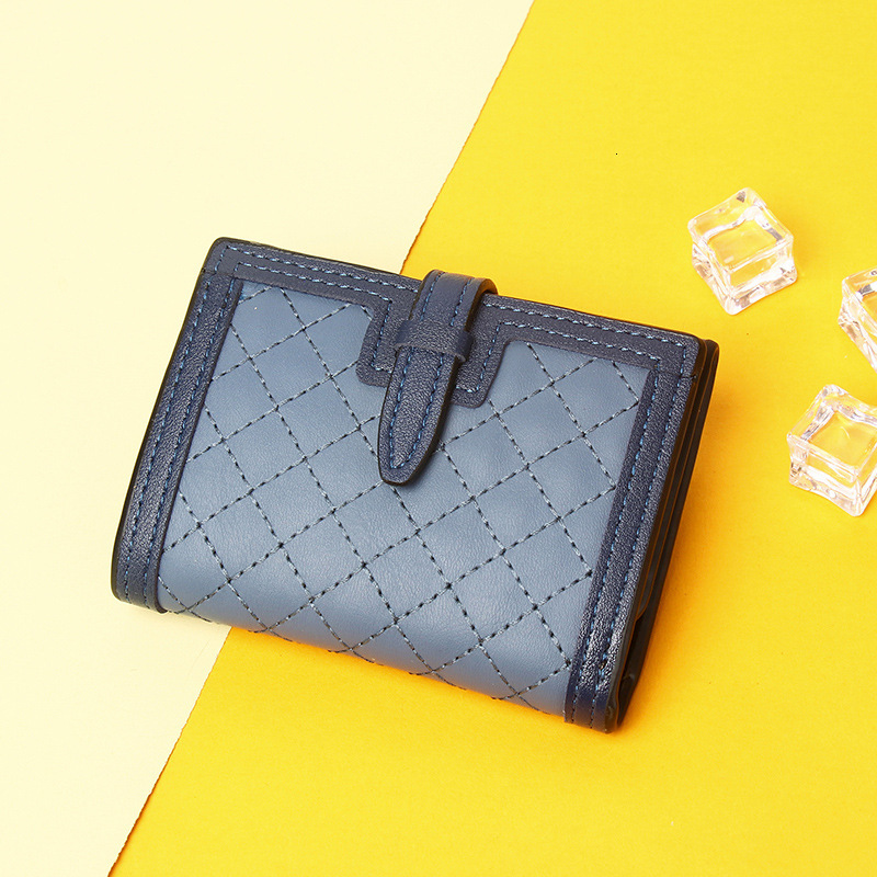 ins Small Multi-Card Slots Drawstring Soft Leather Texture Short Style Student Anti-Demagnetization Anti-Theft Swipe Wallet