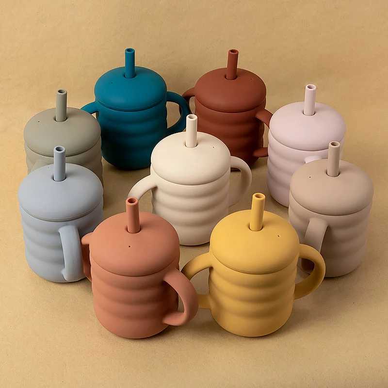 Baby Silicone Cup Portable Drinking Straw Cup Children Leak-Proof Breastfeeding Bottle Cup Baby Feeding Cup Learning Cup X250806