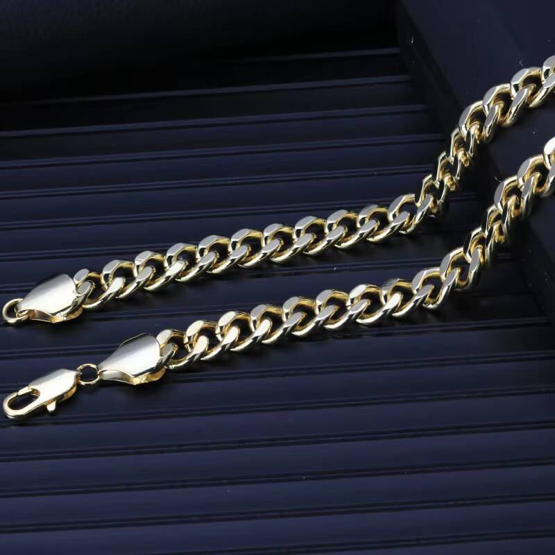 10MM Amuse Jewelry Hip Hop High Quality Miami Cuban Link Brass Gold Plated Cuban Link Chain Custom Cuban Chain Necklace