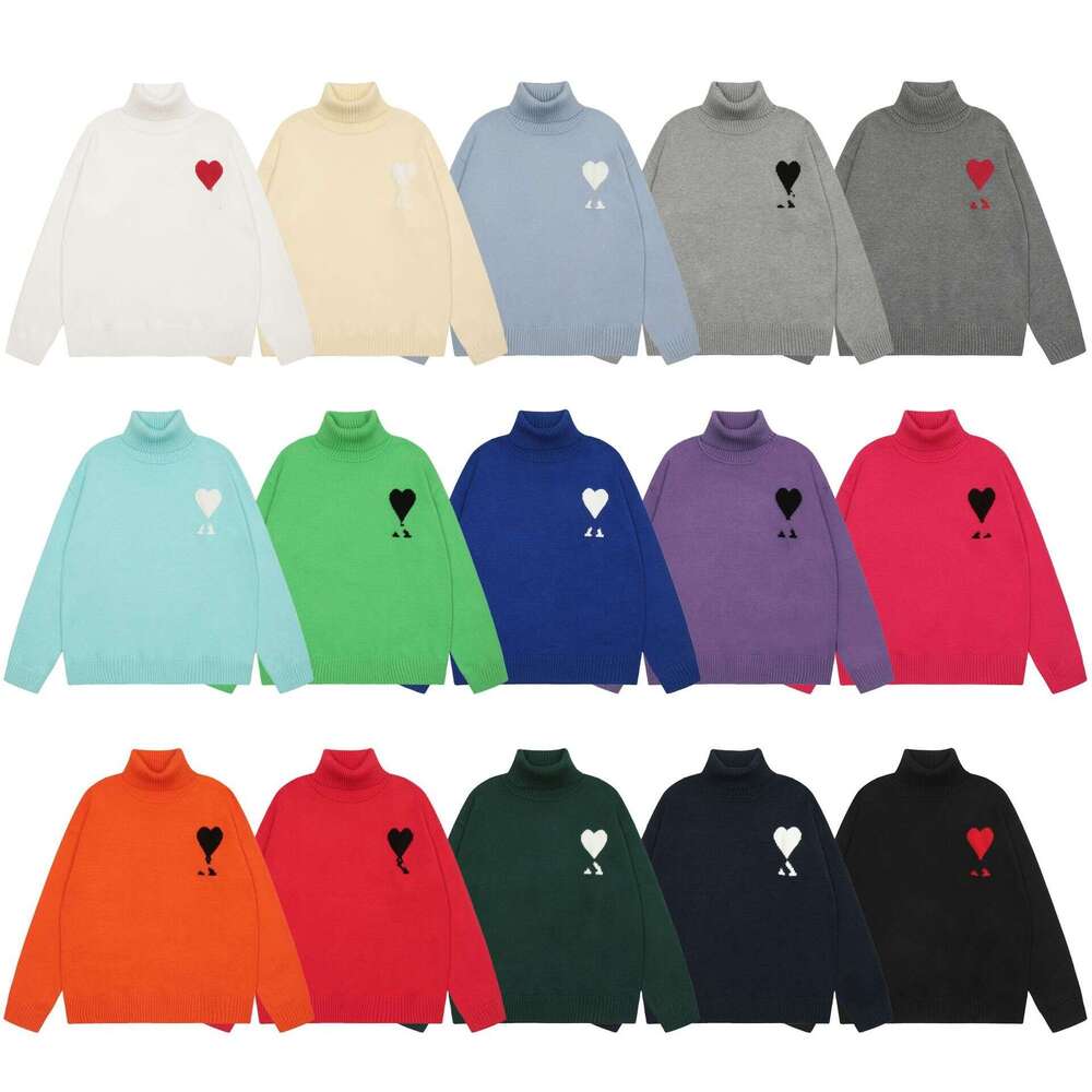 Amily Sweater Winter New High Neck Heart Sweater Men Women Amiity Sweater Striped Youth Heart Casual Pullover Knitted Amiy Sweater Fashion Amiy Hoodie Designer C4e