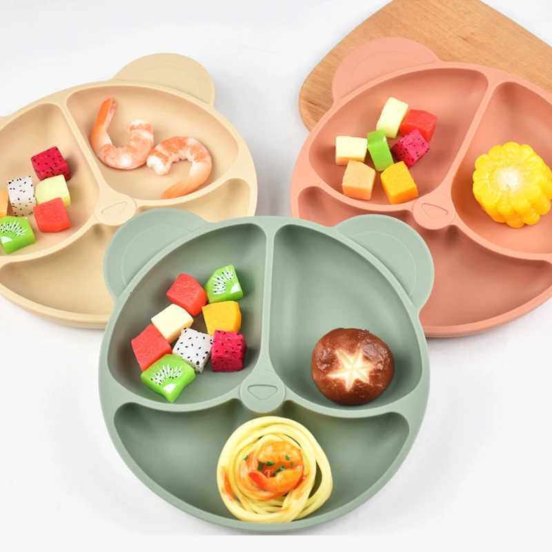 Baby Safe Sucker Silicone Dining Plate Solid Cute Cartoon Children Dishes Suction Toddle Training Tableware Kids Feeding Bowls X250806