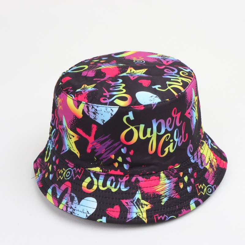 Stage Wear Summer Retro Printing Fisherman Hat Europ American Cartoon Double-sided Basin Hat Outdoor Versatile Sunscreen Bucket Hat