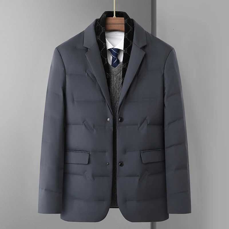 High Quality Mens Handsome Down Jacket with Scarf Collar M-6XL Big Plus Size for Middle-Aged Dad Fashionable Outerwear W250806