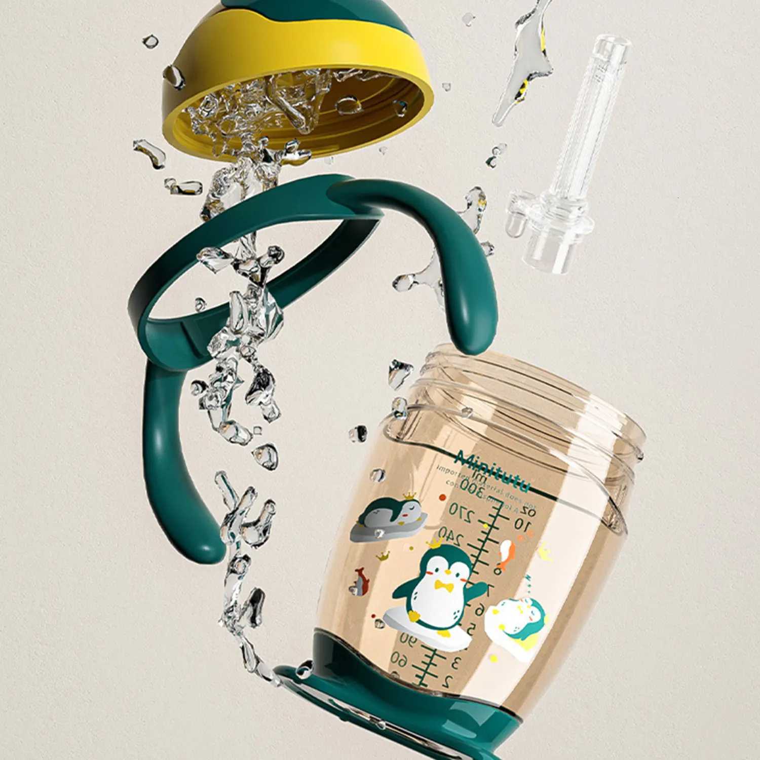 300ml Cartoon Design Childrens Sippy Cup Student PP Water Cup Wide Caliber Anti-Drop Anti-Leak Water Cup BPA Free X250806