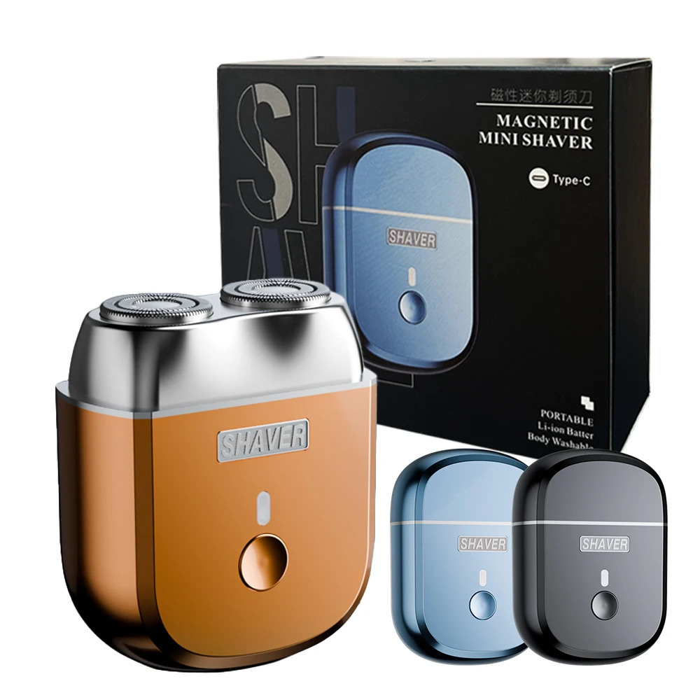 Mens Magnetic Electric Shaver With Double Floating Head Portable Travel Cordless Razor 2 Speed Adjustable Mini Beard Trimmer 250805