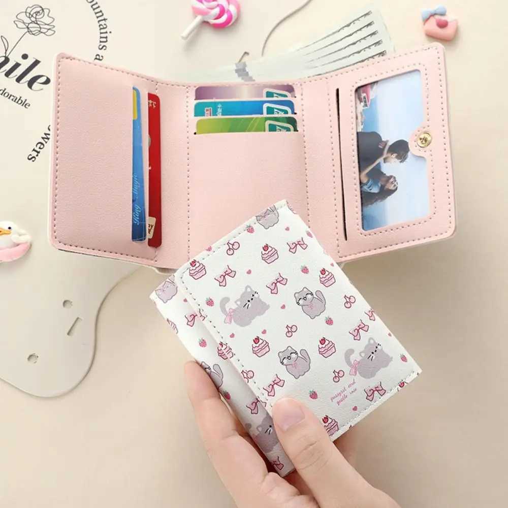 ute Tsartun Kitty Boknot Short Wallet Gig Huality PU Leather Coin Purse Women Girl Money Bag Card Holder Hift XJ250806