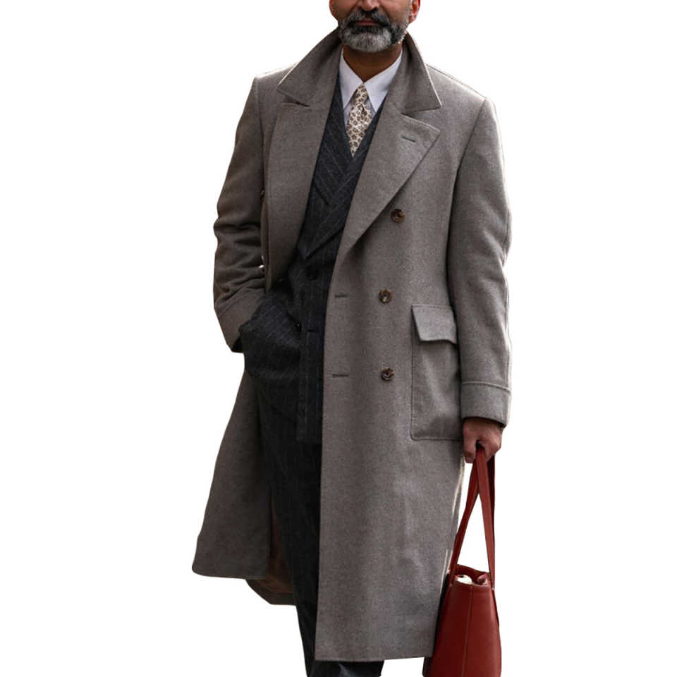 Classic Men's Overcoat Winter Long OverCoat Lapel Double Breasted Business Formal Winter Warm Coat Customized