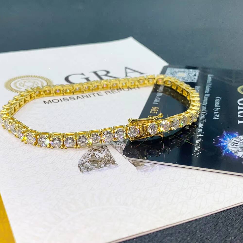 Moissanite 4mm Chain Link Necklaces Chain Hip Hop Jewelry 4mm Moissanite S925 Silver Tennis Chain Necklaces for Men Women