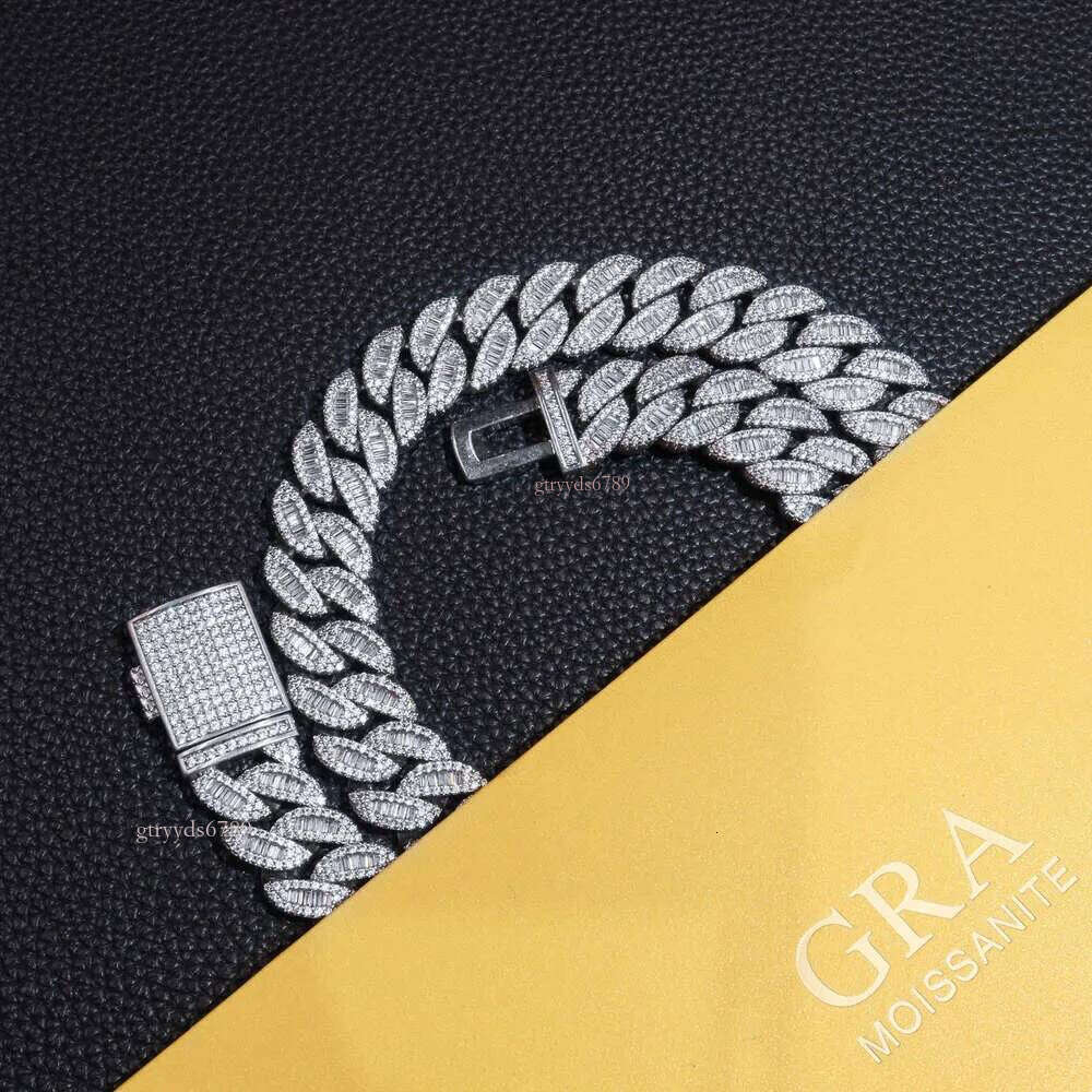 Hip-hop jewelry bracelets and necklaces16mm Moissanite Hip Hop Fine Jewelry Cuban Link Chains Men Iced Out Necklace Gold Plated Pass Dia Tester