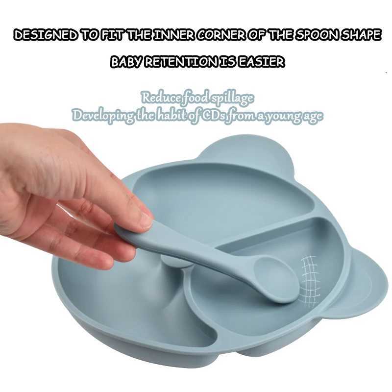 Baby Safe Sucker Silicone Dining Plate Solid Cute Cartoon Children Dishes Suction Toddle Training Tableware Kids Feeding Bowls X250806