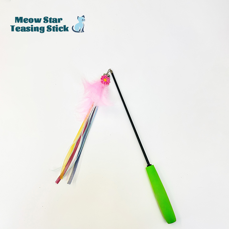 Pet Teasing Stick Long Rod Flower Fairy New Cat Toy Colorful with Bell Hanging Rope Self Hi