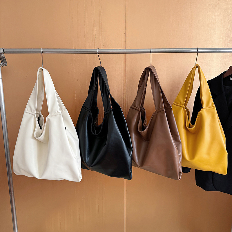 Soft Pu Leather Shoulder Bags Big Women Shopping Tote Bag Fashion Simple Large Capacity Handbags Korean Underarm Bags 240918
