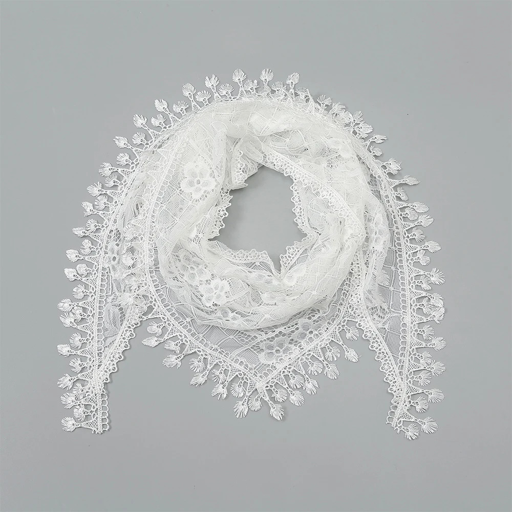 Fashion Church Shawl Lace Veil Polyester Scarf Bandana Church Prayer Wedding Mantilla Chapel White Embroidered Hijab Women Scarf 250806