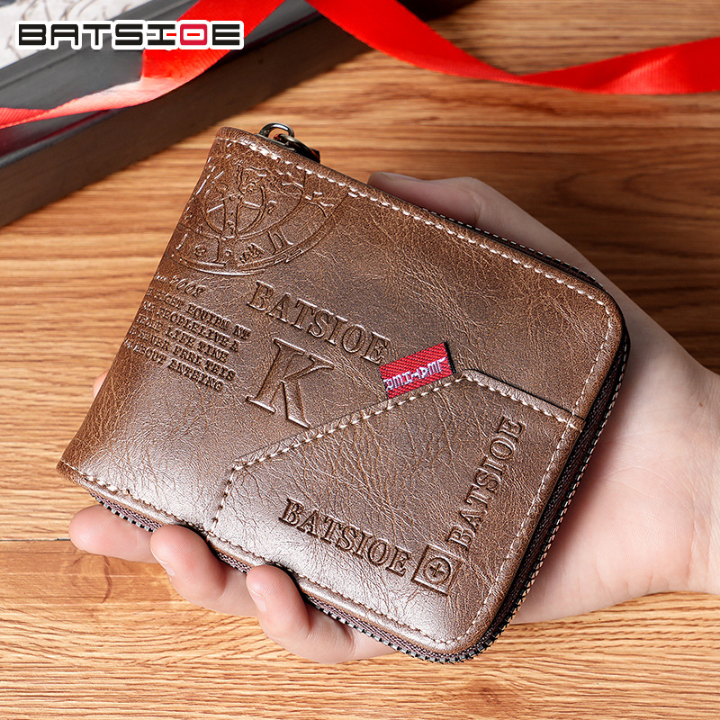 European And American Retro Men's Luxury Wallet Free Shipping Designer Luxury Zipper Short Handbag Multi Card Slot Multi-functional Leisure Card 