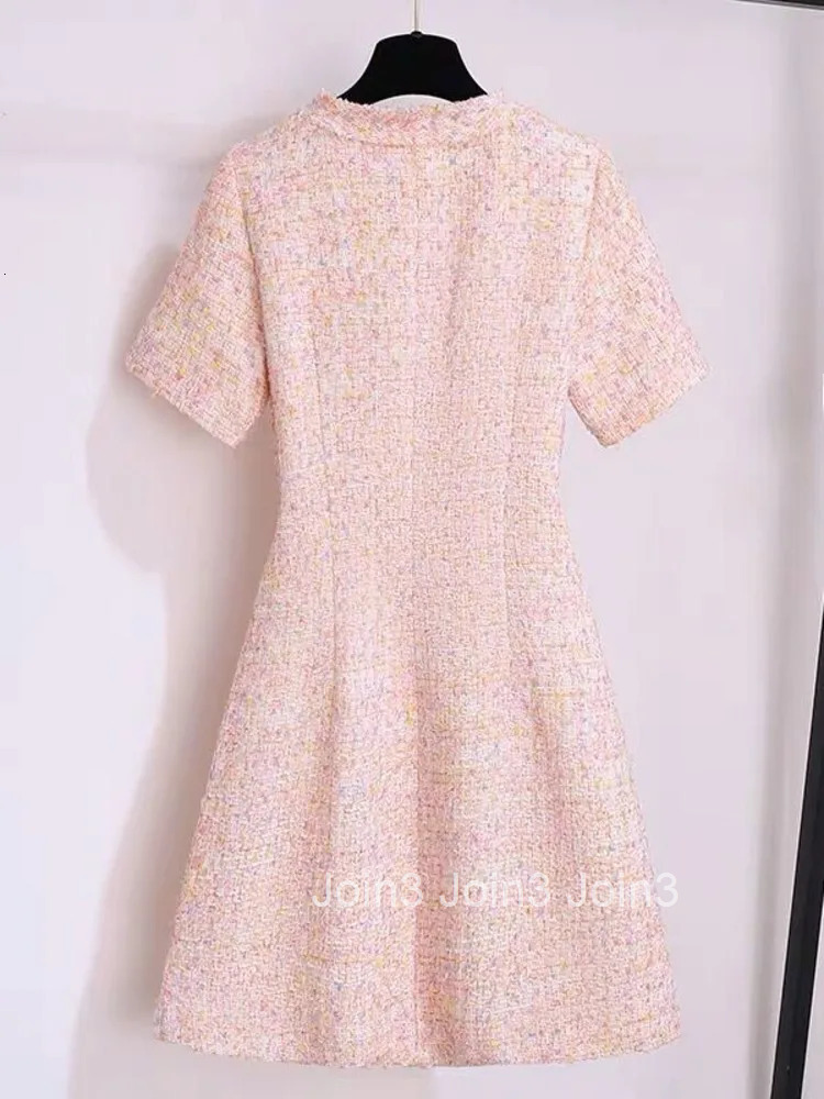 High Quality French Vintage Small Fragrance Tweed Summer Dress Women Elegant Fashion Chic Slim Waist Short Dresses Vestidos