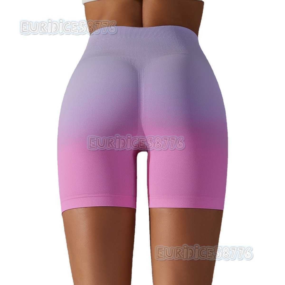 Seamless Tummy Control Pants High Elastic Gradient Color Peach Hip Tight Sports Yoga Pants High Waist Fitness Shorts H250806