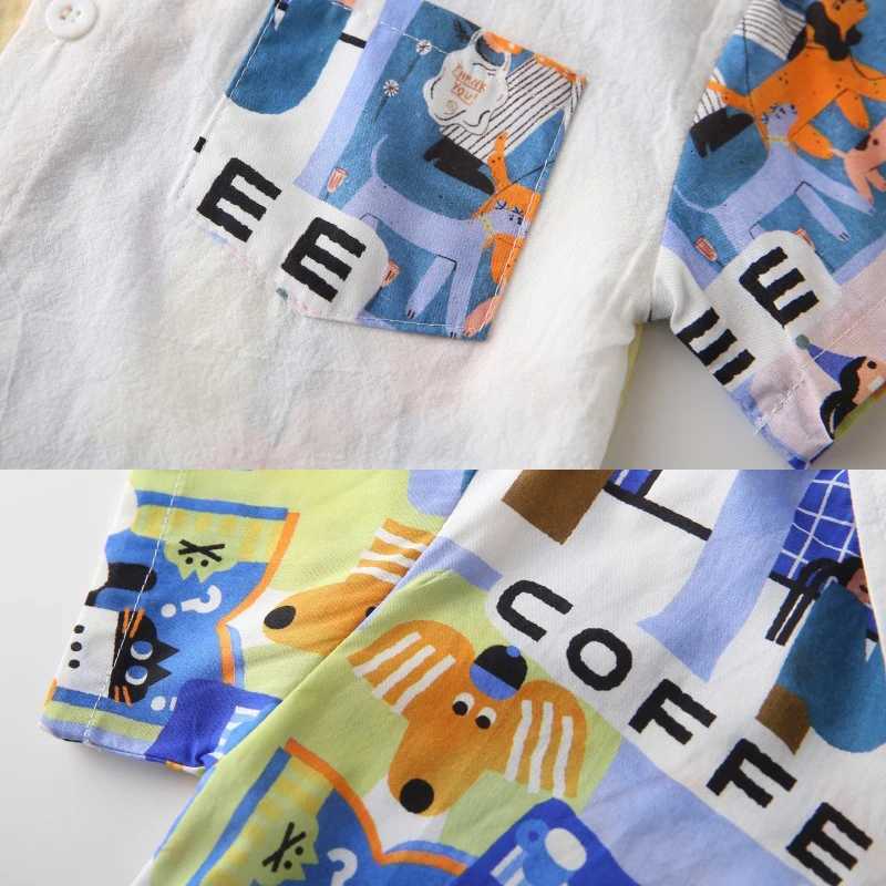 Summer Baby Clothes Toddler Boys Shirts With Collar Kids 2 To 3 4 5 6 7 Years Short Sleeve Cute Cotton Dinosaur Childrens Tops X250806