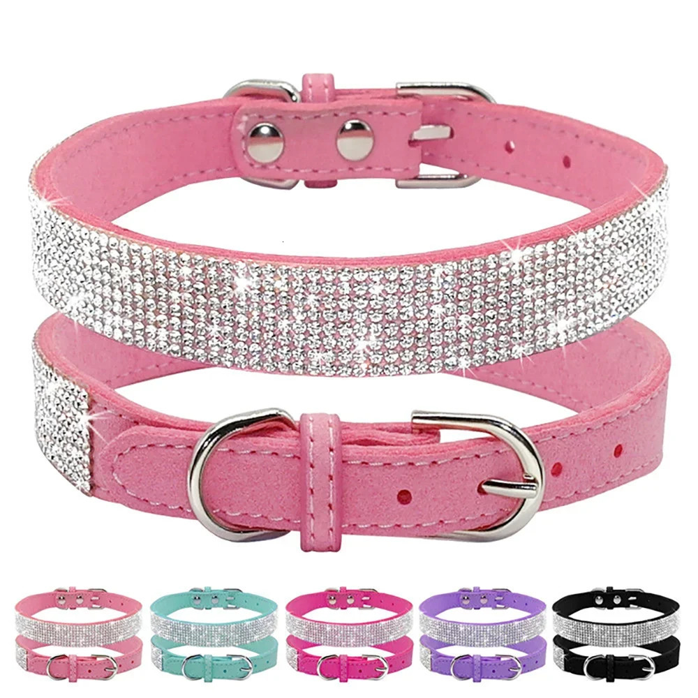 Dog Collar Crystal Glitter Rhinestone Pet Collars Zinc Alloy Buckle Collar For Small Medium Dogs Cats Chihuahua Pug Dog Collar 250805