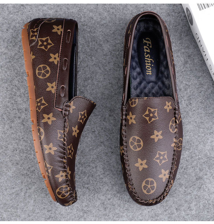 2025 Autumn Designer's New Style Mens Printed Casual Leather Shoes Handmade Soft Soles Comfortable Big Size 37-45 Casual Shoes Free Shipping
