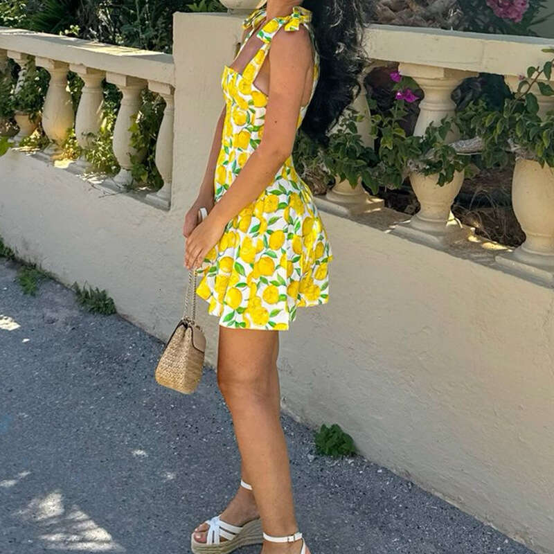 Summer New Fashion Elegant Casual Vacation Printed Dress Women's Wear B5