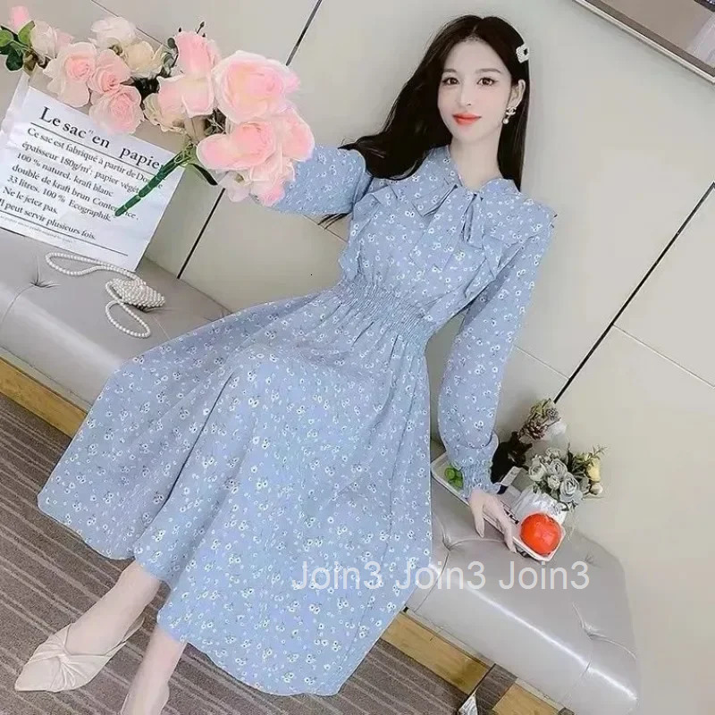 Floral Female Dress Ruffle Womens Long Sleeve Dresses Spring Autumn Hot Designer One-piece Elegant and Beautiful A Line X
