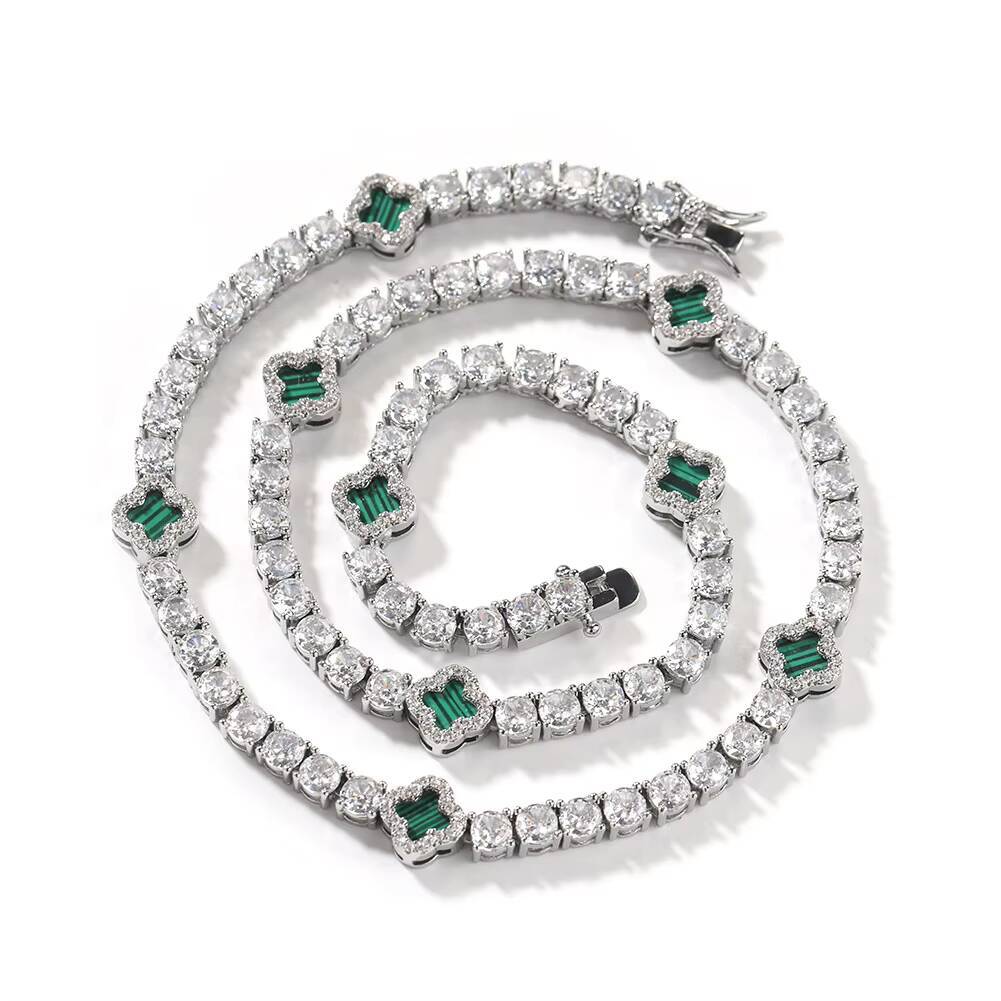 High Quality Fashion 925 silver Moissanite Clover Tennis Hip Hop Jewelry for Women and Men for Anniversary Occasions New Arrivals