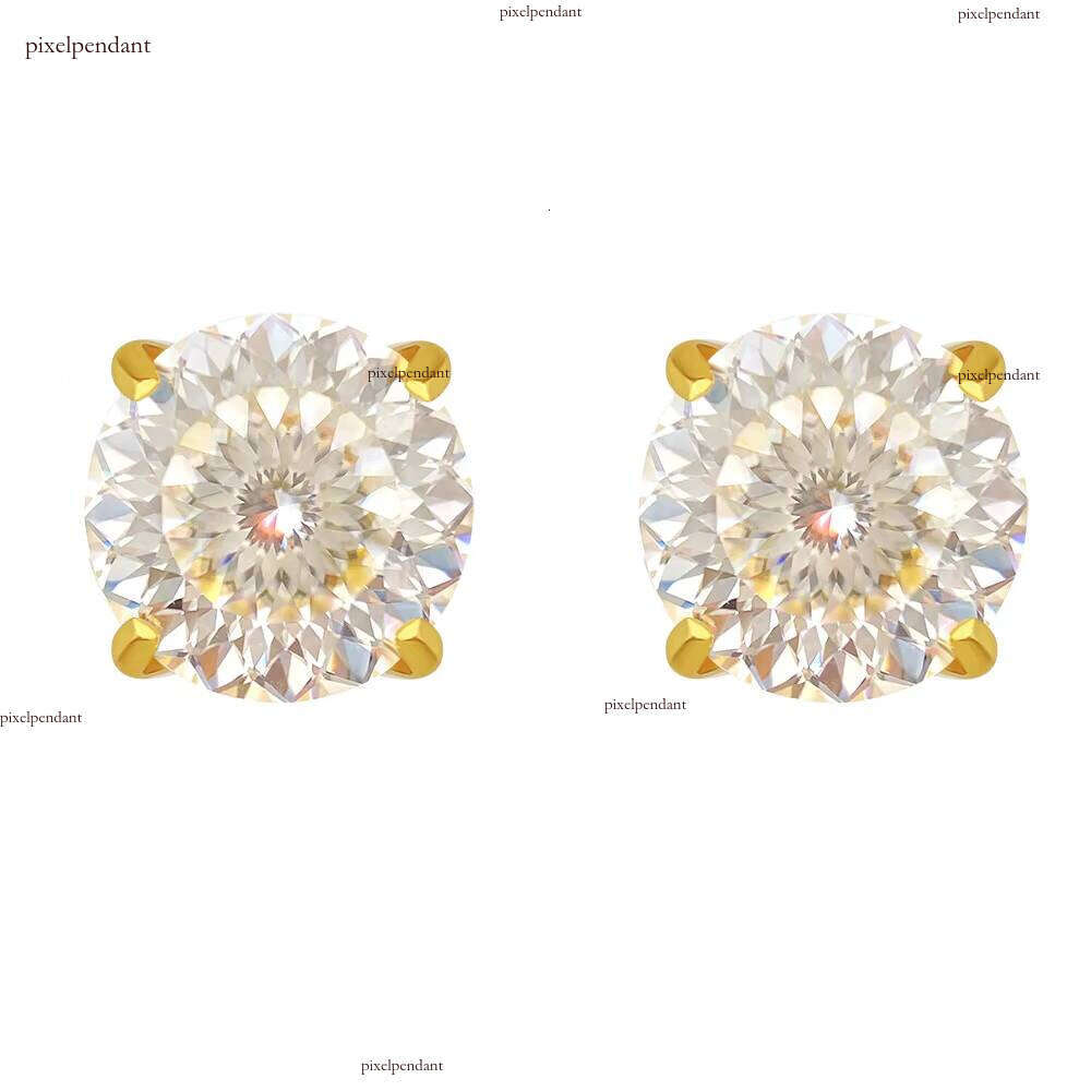 Portuguese Cut Pure Sier White VVS 0.5/1ct Stud Silicon Stone 14k Planted Earrings Fine Jewelry