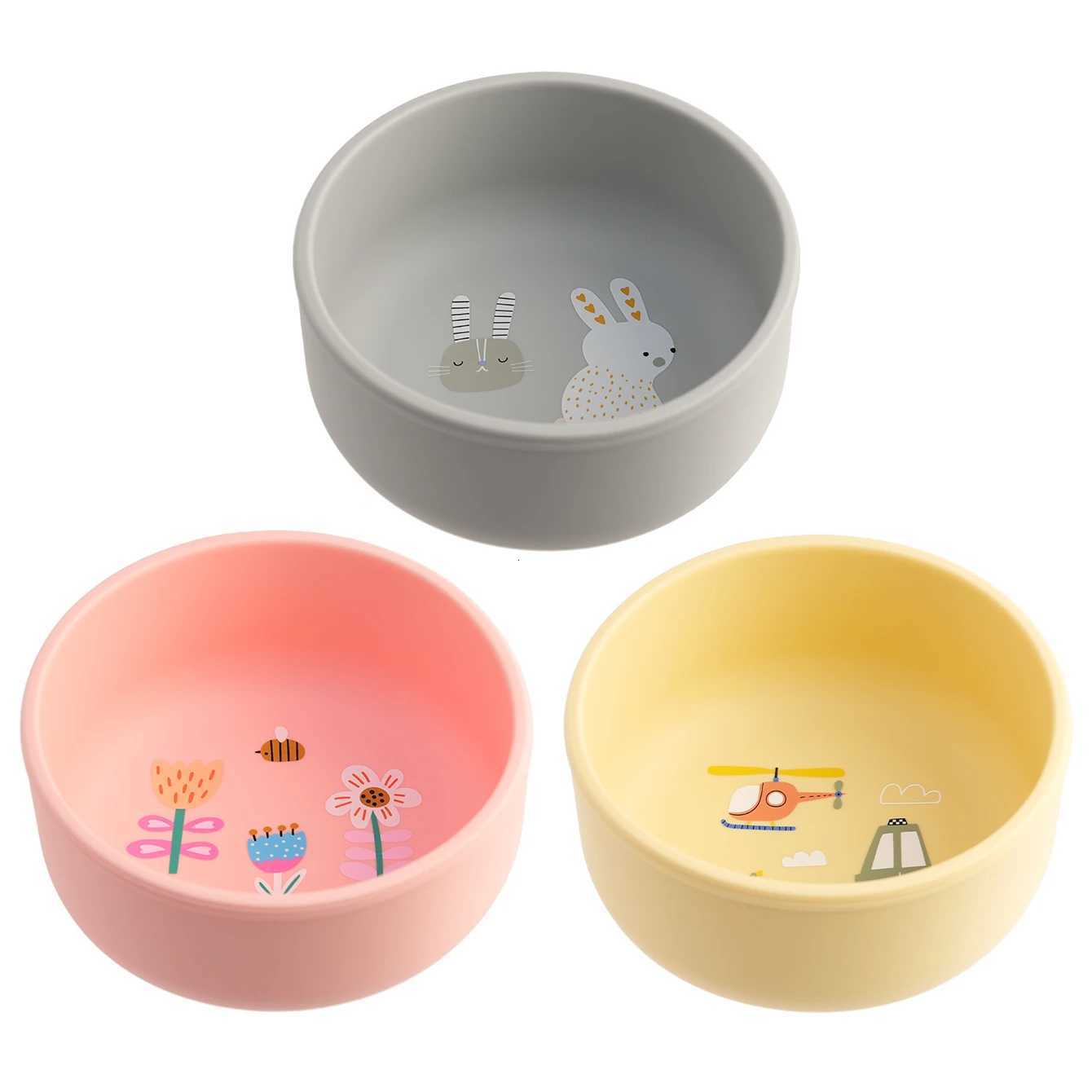 1PCS Baby Silicone Feeding Bowl Cartoon Pattern Baby Dishes Plate BPA Free Food Container Newborn Training Weaning Tableware X250806