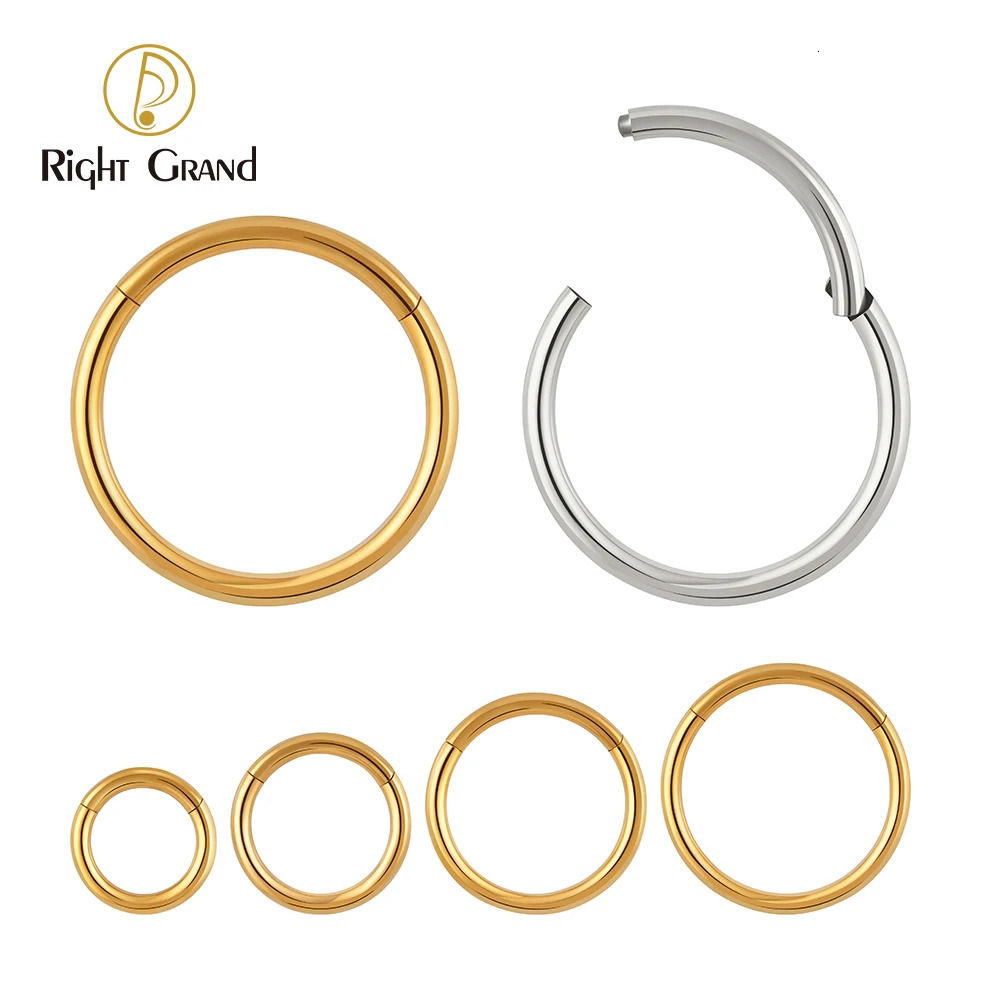 Right Grand ASTM 36 Hinged Hoop Nose Rings 20G 18G 16G Septum Ring Body Piercing Jewelry Helix Cartilage Rook Earring 250805