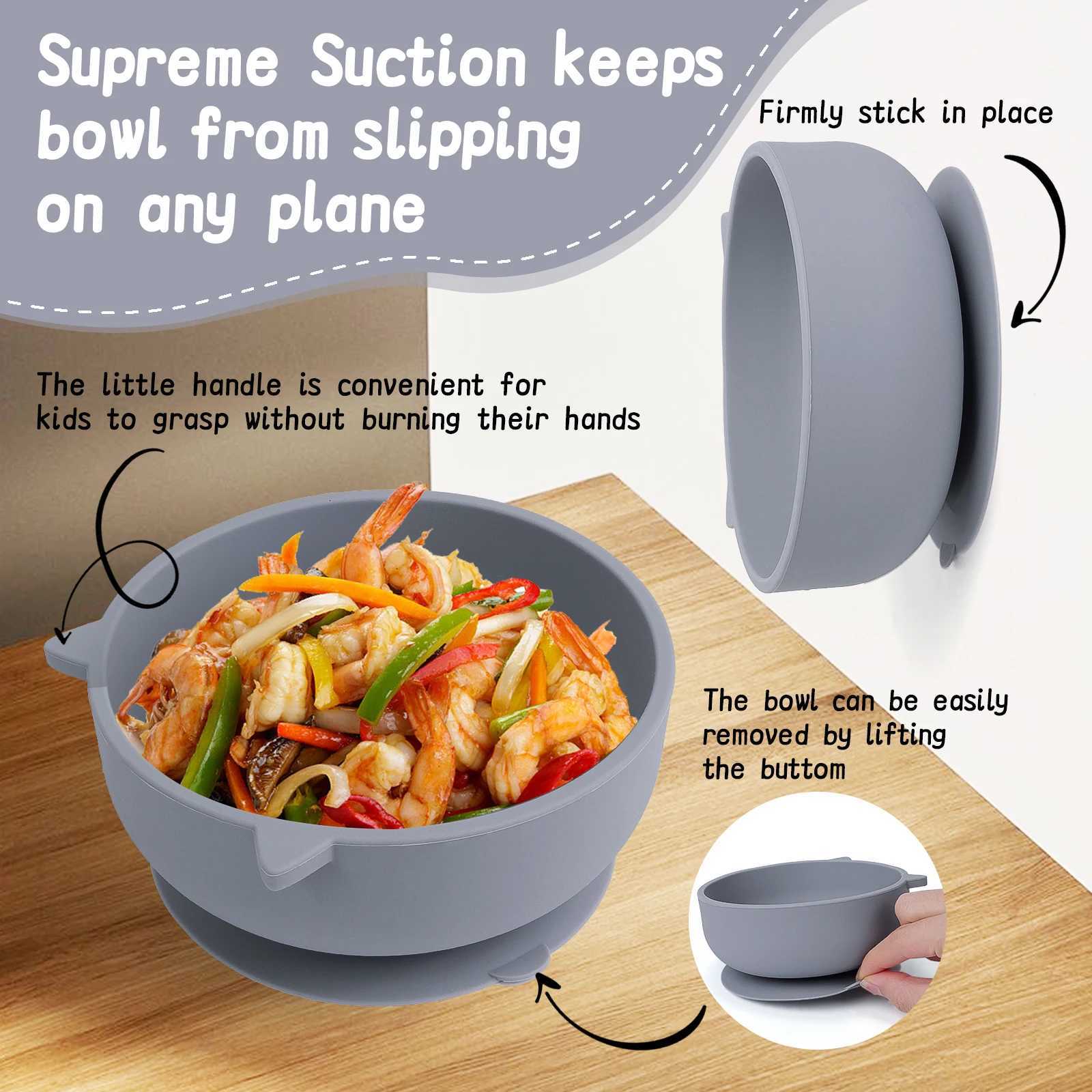 4PCS Food Grade Silicone Feeding Set Sucker Dishes Plate Self Feeding Bowl Sippy Cup BPA Free Toddler Meal Essentials X250806