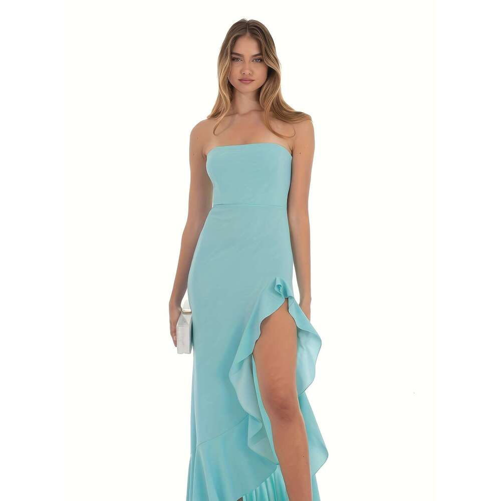 Women's Elegant Strapless One-Shoulder Mermaid-like fishtail party dress - Evening Gown, hine Washable Formal Events & Everyday Outfits, Spring S