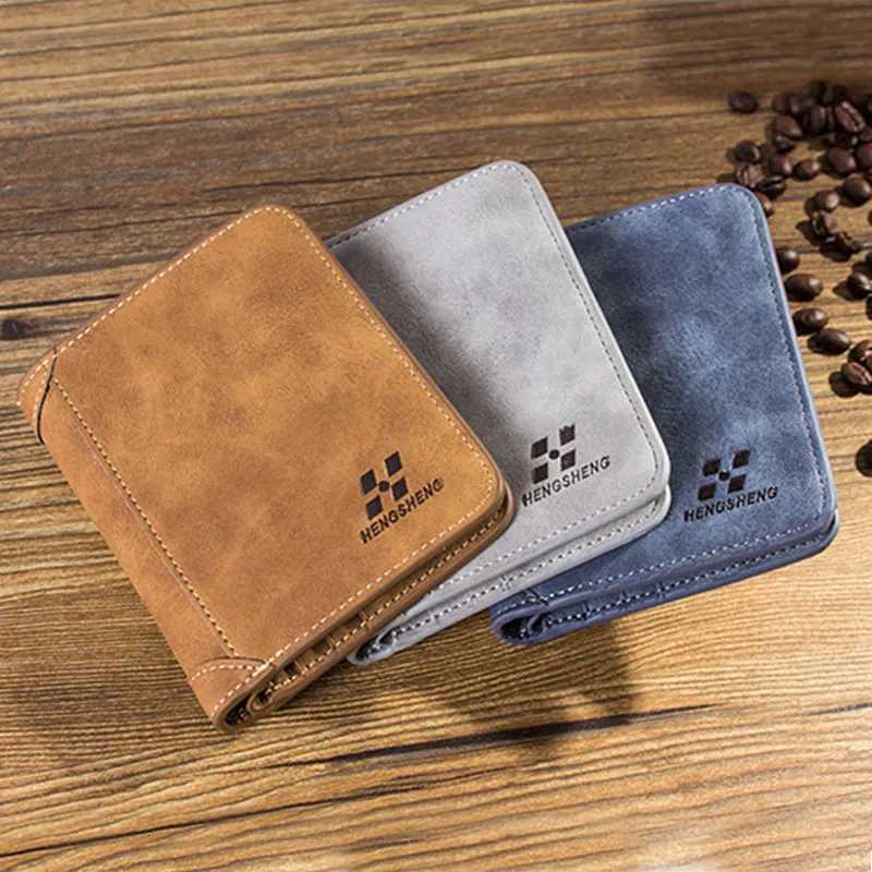 New Men Wallets /ID Holder Vintage Brand Male Wallet High Quality PU Leather Photo Holder Foldable Short Men Wallet XJ250806