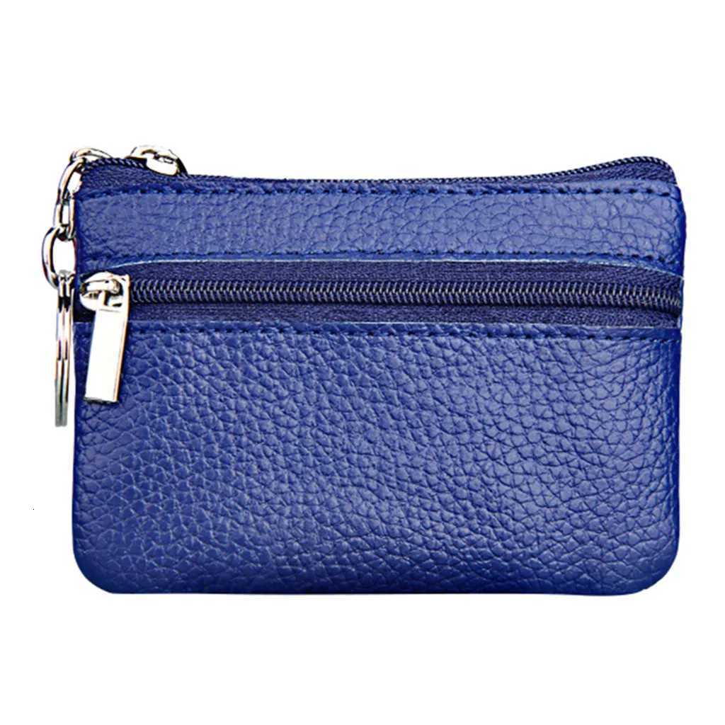New Womens Mini Coin Purse Leather Zipper Pouch with Key Ring Small Wallet XJ250806
