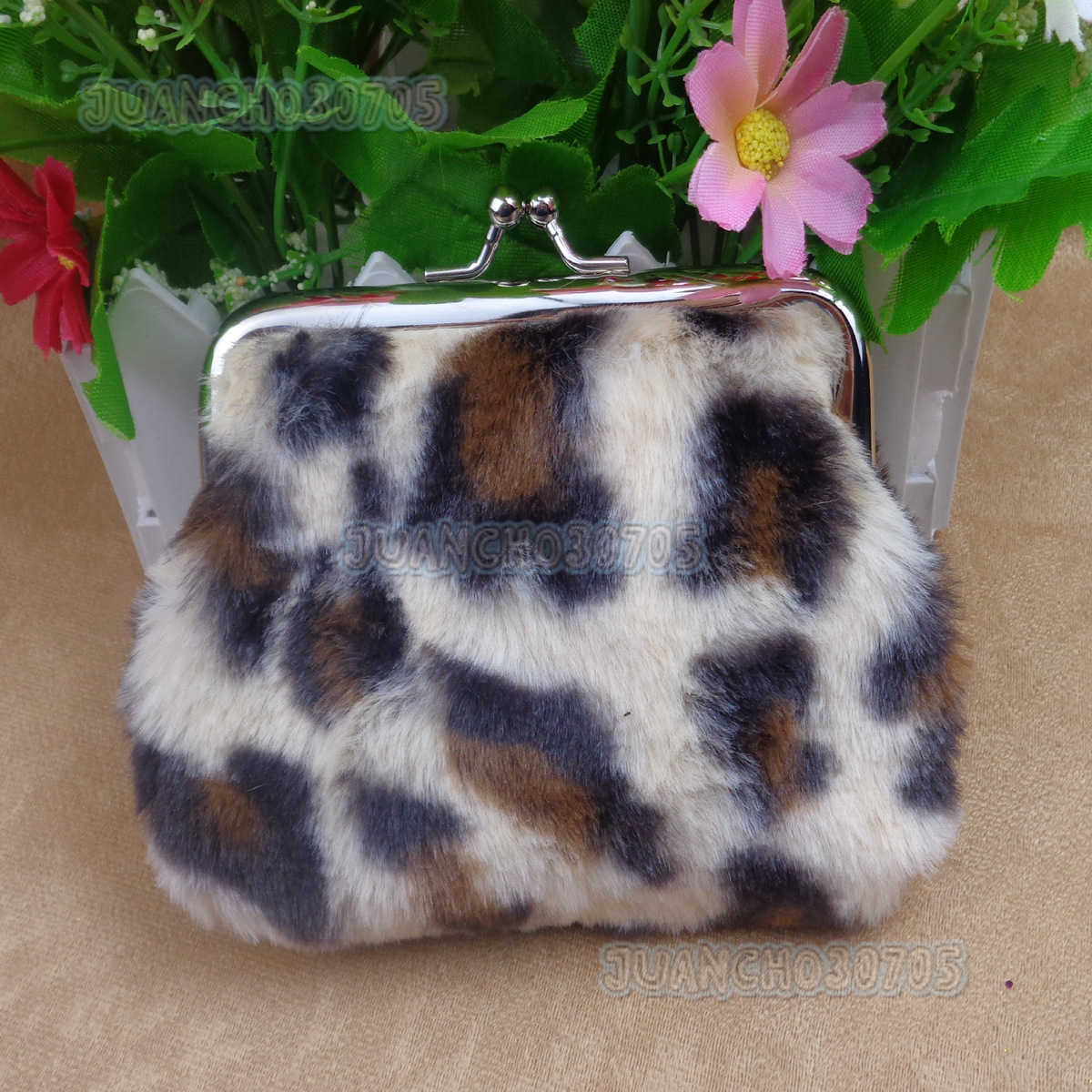 New Leopard Print Plush Clip Coin Purse Blanket Fabric Bank Card Coin Fashion Bag H250806