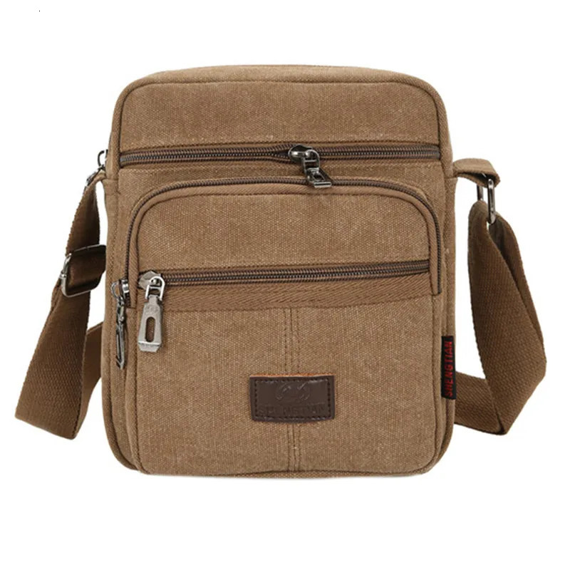 Multifunctional mens Shoulder Bag Flap Solid Color Casual Messenger Canvas Fashion Zipper Retro Travel mens Shoulder Bag 250731