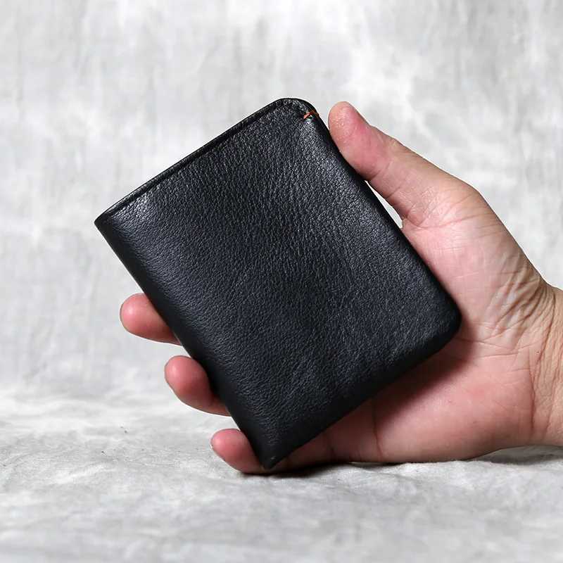 Genuine Leather Wallet Mens Short Handmade Top Layer Cow Leather Retro Casual Versatile Ultra-thin WalletXJ250806
