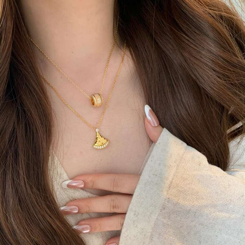 French Light High-End Ice Crystal Mini Dress with Dia Necklace and Earrings Palace Style Versatile Exquisite Set