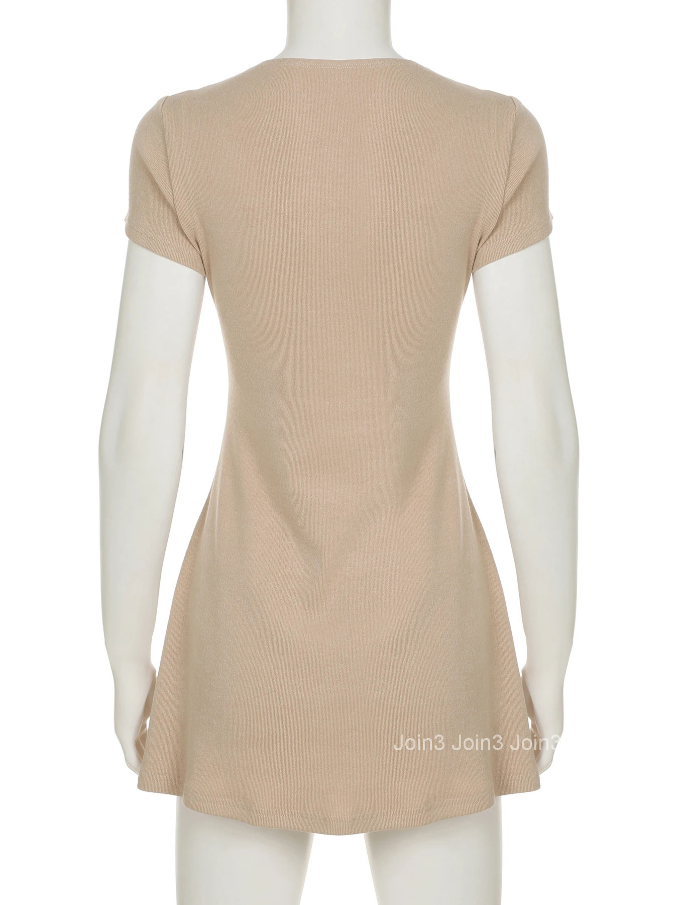 IAMSURE Basic Solid A-Line Dress Elegant Fashion Slim O-Neck Short Sleeve Mini Dresses For Women Summer Streetwear Lady