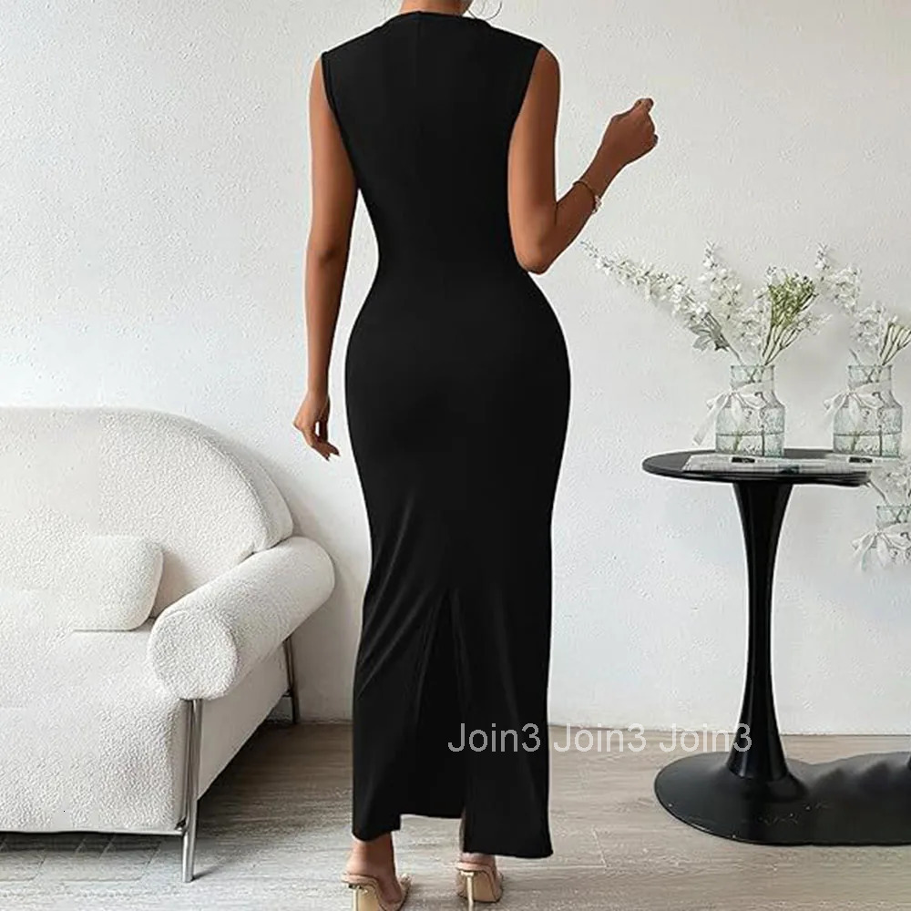 Elegant Long Party Dresses For Women Summer Fashion Slim Sleeveless Bodycon Maxi Pencil Dress Casual