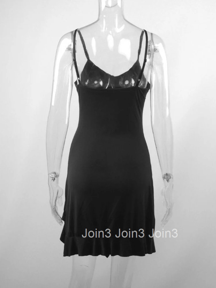 Summer Sexy Mini Dress Women Sleeveless Strap Streetwear Backless Folds Bodycon Split Black Dress Party Elegant A-LINE Dresses