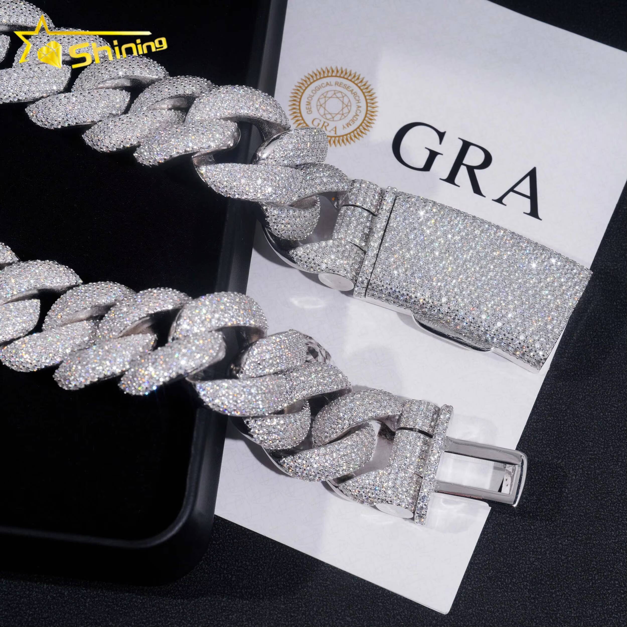 2025Hip Hop Jewelry Big Ass Necklace 25MM Fully Iced Out 925 Silver Gold Plated VVS Diamond Moissanite Cuban Link Chain for Men