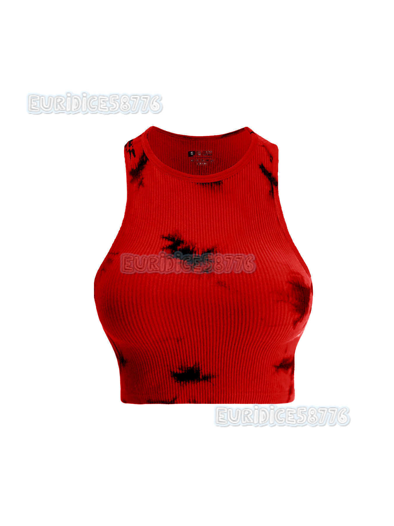 Womens Flat Round Neck Ribbed Tie-dye Sports Vest Summer Womens Clothing Yoga Gym Workout H250806