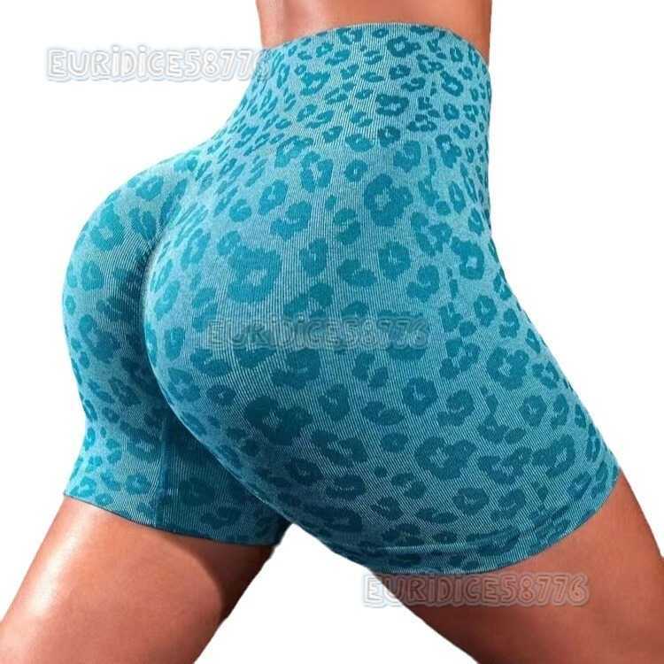 High Waist Tummy Control Leopard Print Three-quarter Shorts Peach Butt Lifting Slim Fit Breathable Yoga Shorts for Outdoor Wear H250806
