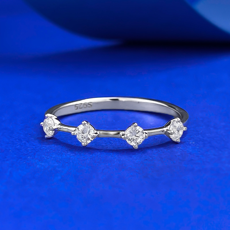 Hui Zhi Wing Jewelry S Silver Gold Plated Minimalist Fashion Style Light Luxury Strip Ring Stackable Matching