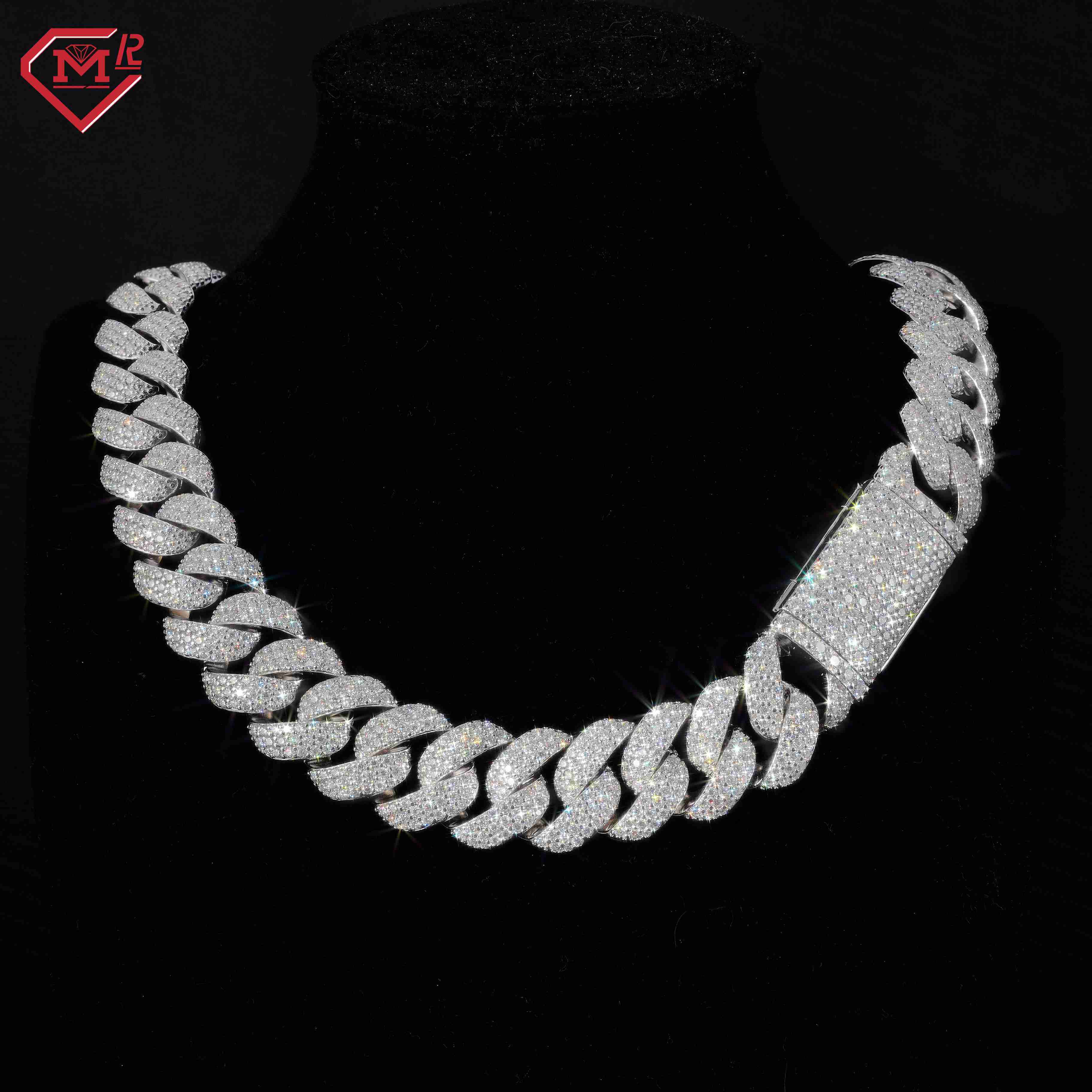 16MM Miami Moissanite Cuban Link Chain Stock 925 Sterling Silver Hiphop Jewelry Moissanite Cuban