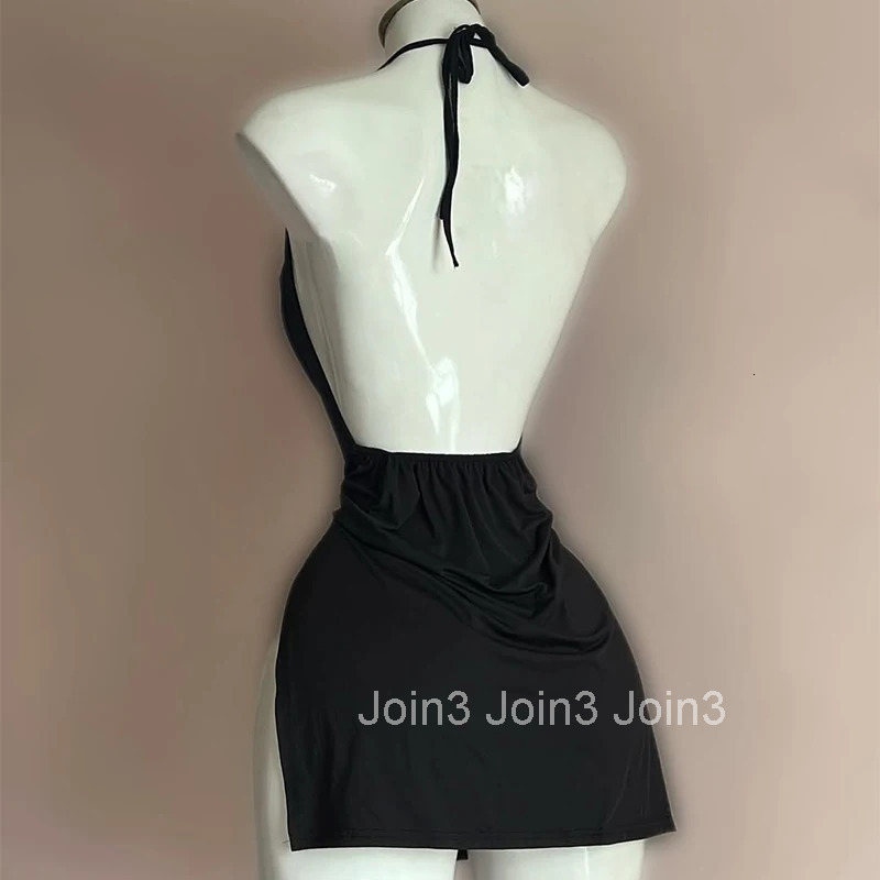 Backless Bandage Dress Sexy Girl Black V Neck Elegant Irregular Slim Sweet Korean Women Mini Dresses New Fashion Nightclub
