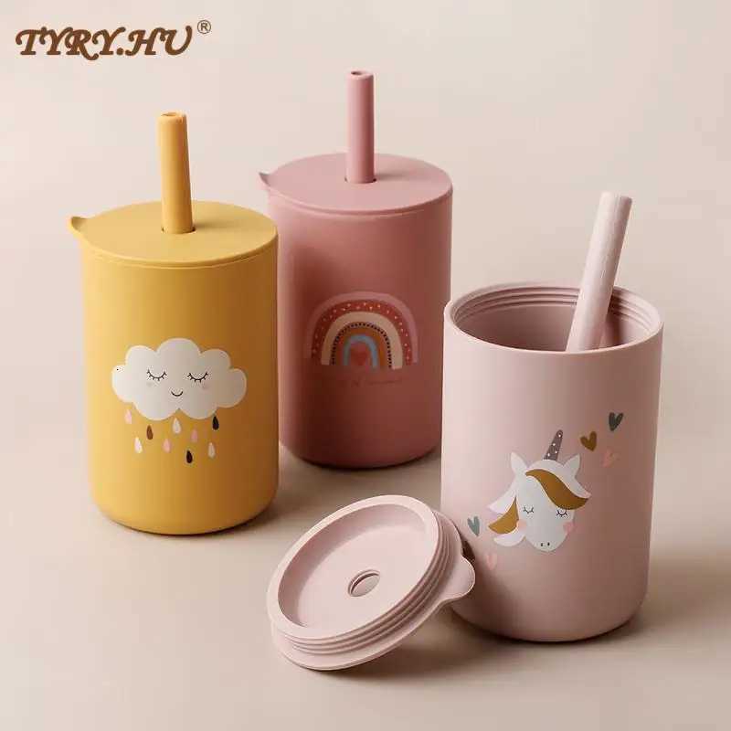 150ML Baby Feeding Drinkware Straw Cup Baby Learning Feeding Bottles Anti-Hot Leakproof Silicone Tableware Toddler Water Bottle X250806